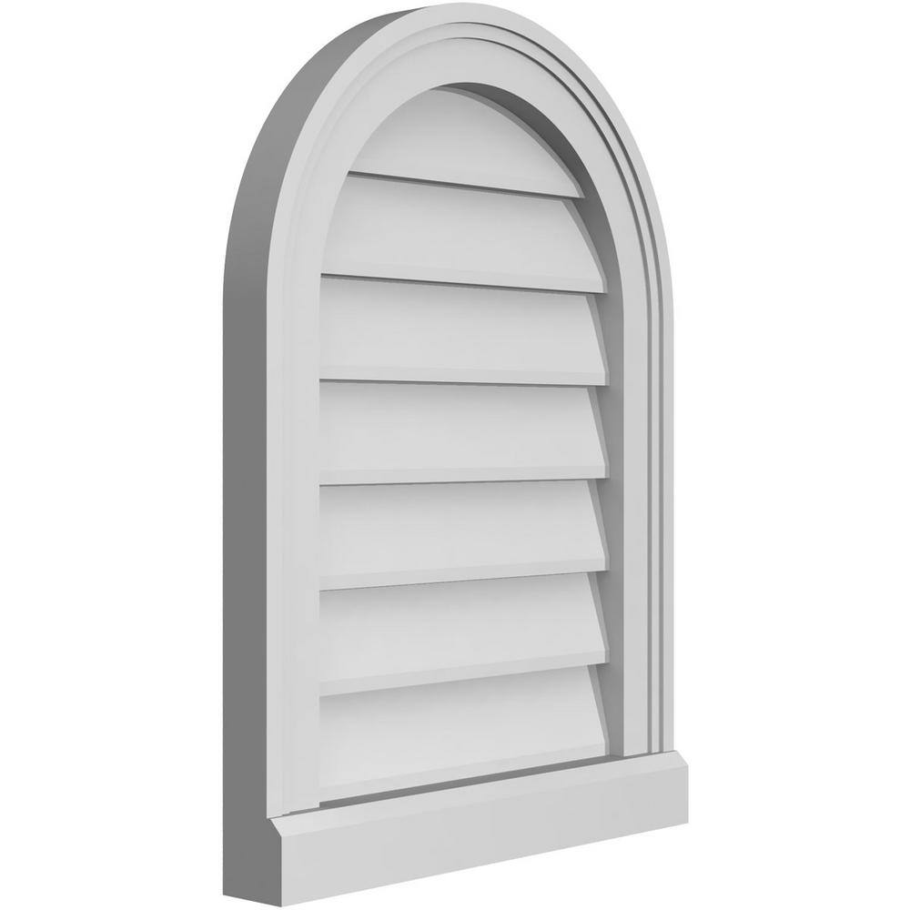 Round Top Brickmould Sill Frame PVC Gable Vent, 22" x 16"