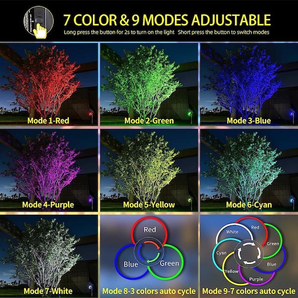 Solar Spot Lights Outdoor Lighting for Outside House Garden Yard Tree Pool Decorative (4-Pack)
