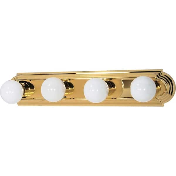 SATCO Nuvo 24 in. 4-Light Polished Brass Vanity Light with No Shade