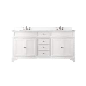 Terryn 72 in. W x 20 in. D x 35 in. H Vanity in White with Engineered White Marble Top and White Sinks