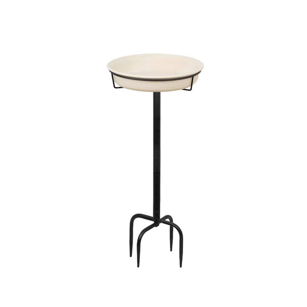 28 in. Freestanding White Birdbaths Bowl Outdoor, Free Standing Garden Bird Bath, Bird Feeder Bowl with Metal Stake price history on PriceWatchPro