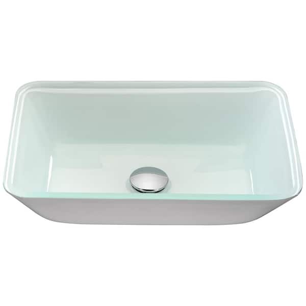 ANZZI Broad Series 18 in. Rectangular Bathroom Vessel Sink with Stain-Resistant Surface in Glossy White Finish Glass