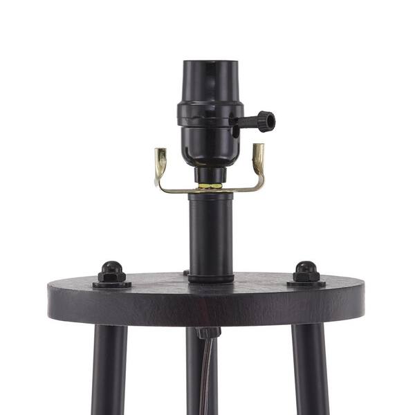 Maxax New York 65 in. Wood Grain and Black Metal Floor Lamp Maxax New York 65 in. Wood Grain and Black Metal Floor Lamp