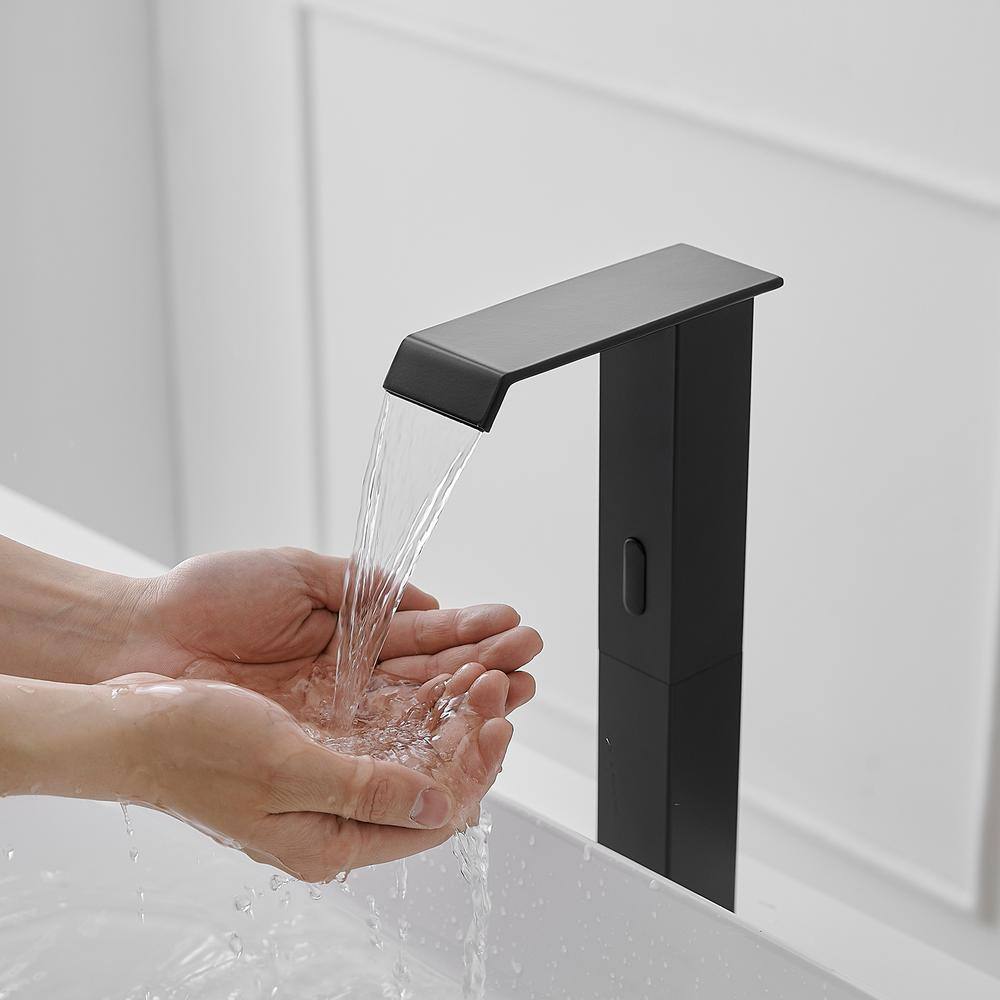 Matte Black Touchless Vessel Sink Faucet with Pop Up Drain