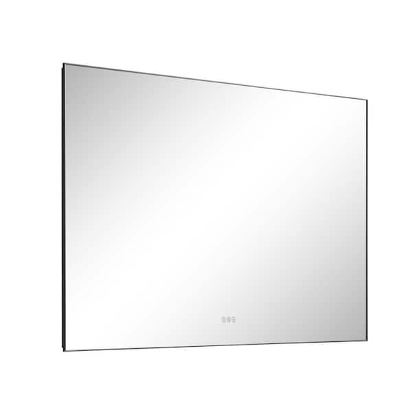 60 in. W x 36 in. H Rectangular Frameless LED Lighted Backlit Dimmable Anti-Fog Wall Bathroom Vanity Mirror in Gunmetal