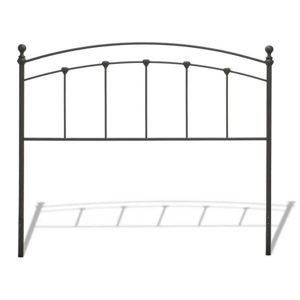 Fashion Bed Group Sanford Matte Black Full-Size Metal Headboard with Castings and Round Finial Posts