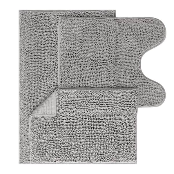 2000 Light Gray 21 in. x 34 in. Solid Color Polyester 3-Piece Bath Mat Set