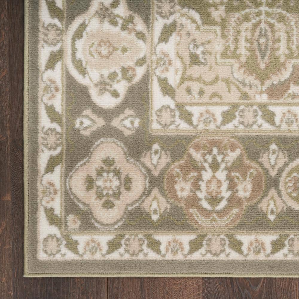 Grafix Green and Beige Synthetic Rectangular Area Rug