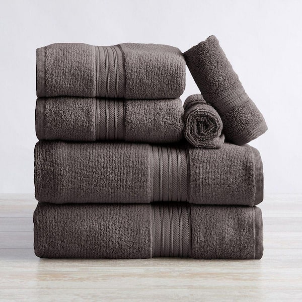 Dark Grey Soft Cotton Classic 6 Piece Towel Set