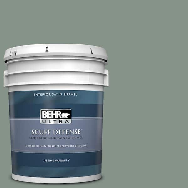 BEHR ULTRA 5 gal. #460F-4 Wethersfield Moss Extra Durable Satin Enamel Interior Paint & Primer
