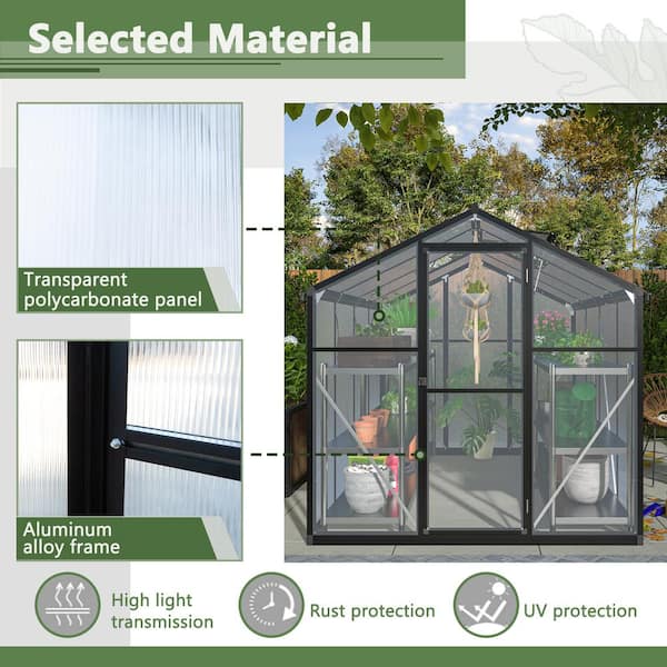 100 in. W x 75 in. D x 80 in. H Polycarbonate Greenhouse
