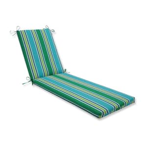 Striped 23 x 30 Outdoor Chaise Lounge Cushion in Blue/Green Aruba