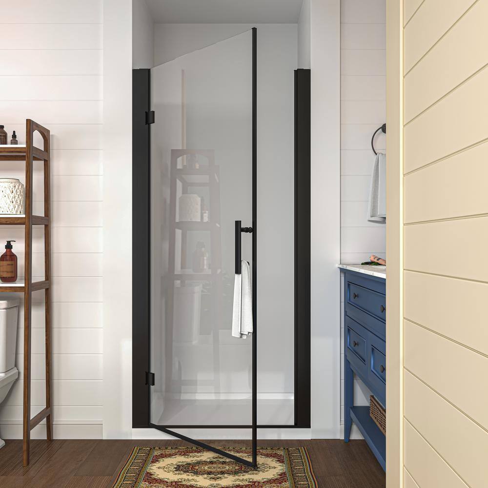 36'' x 72'' Frameless Clear Glass Shower Door in Matte Black