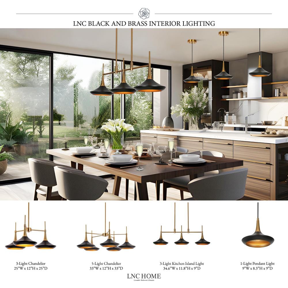 Matte Black and Brass Mini Pendant Light with Glass Shade
