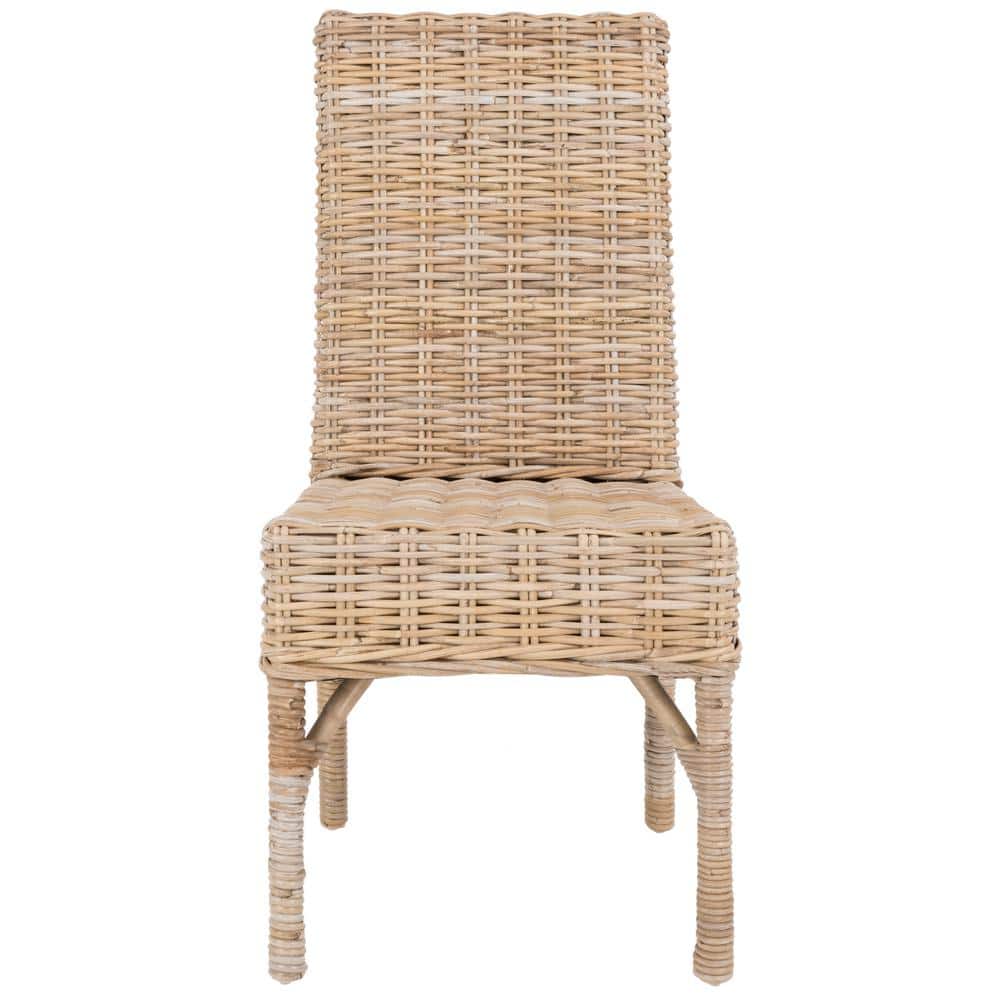 Transitional Unfinished Wicker and Wood Side Chair - Natural