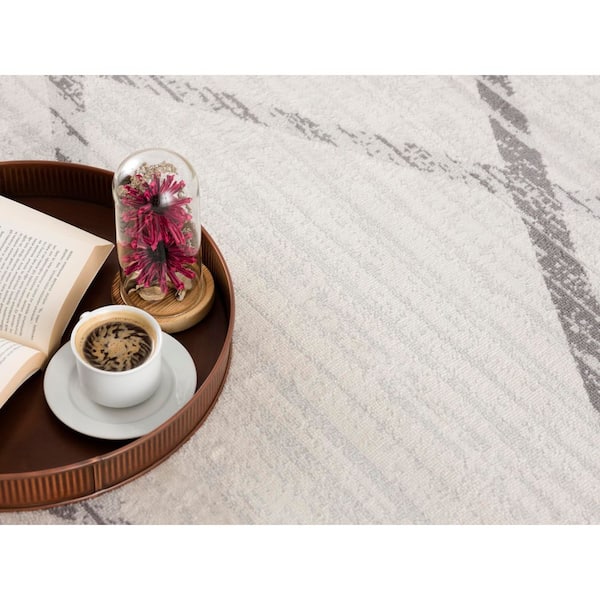 Savannah Modern Grey 2 ft. 6 in. x 6 ft. Abstract Doormat Area Rug Entrance Floor Mat