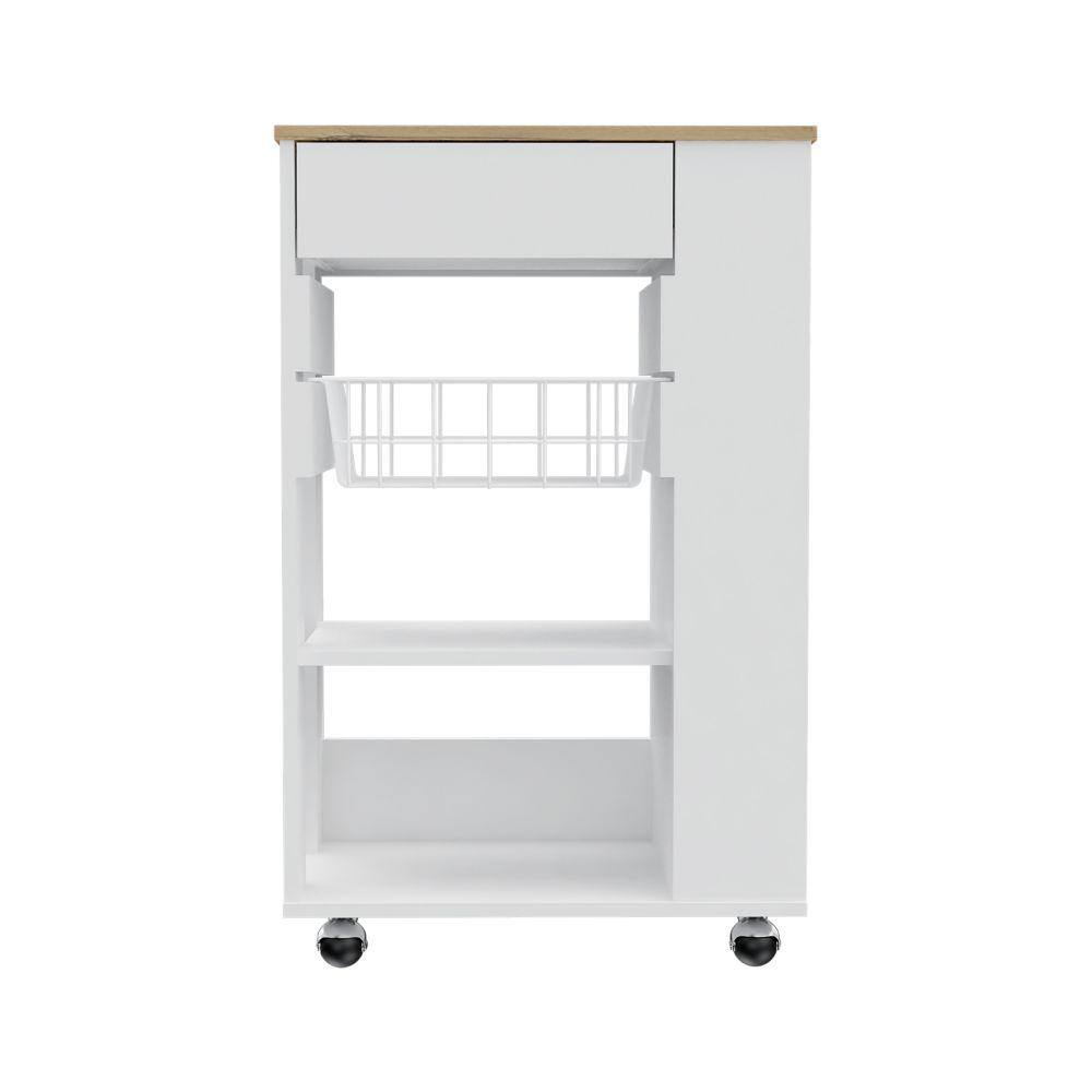 Outdoor Grill Cart with 2 Open Shelves, 1 Rack, 1 Drawer and Caster Wheels