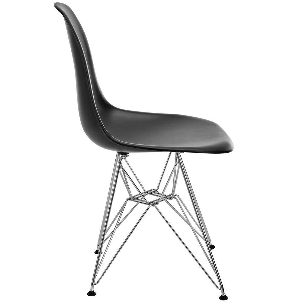 Black Molded Plastic and Steel Modern Dining Side Chair