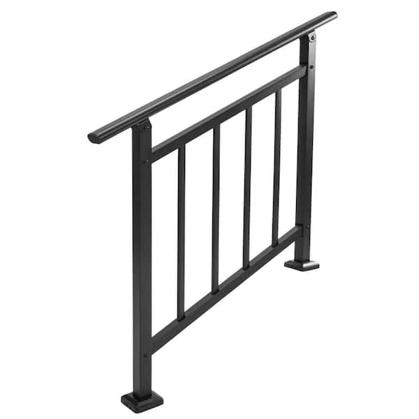 1-3 Steps Black Metal Wrought Iron Handrail for Outdoor Indoor Steps Stair Railing Kit Safe Steady Home Banister