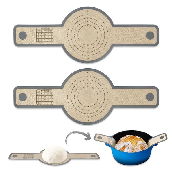 Silicone Bread Sling and Baking Mat,Non-Stick,Reusable Liners with Long Handles for Effortless Sourdough Transfer,2-Pack