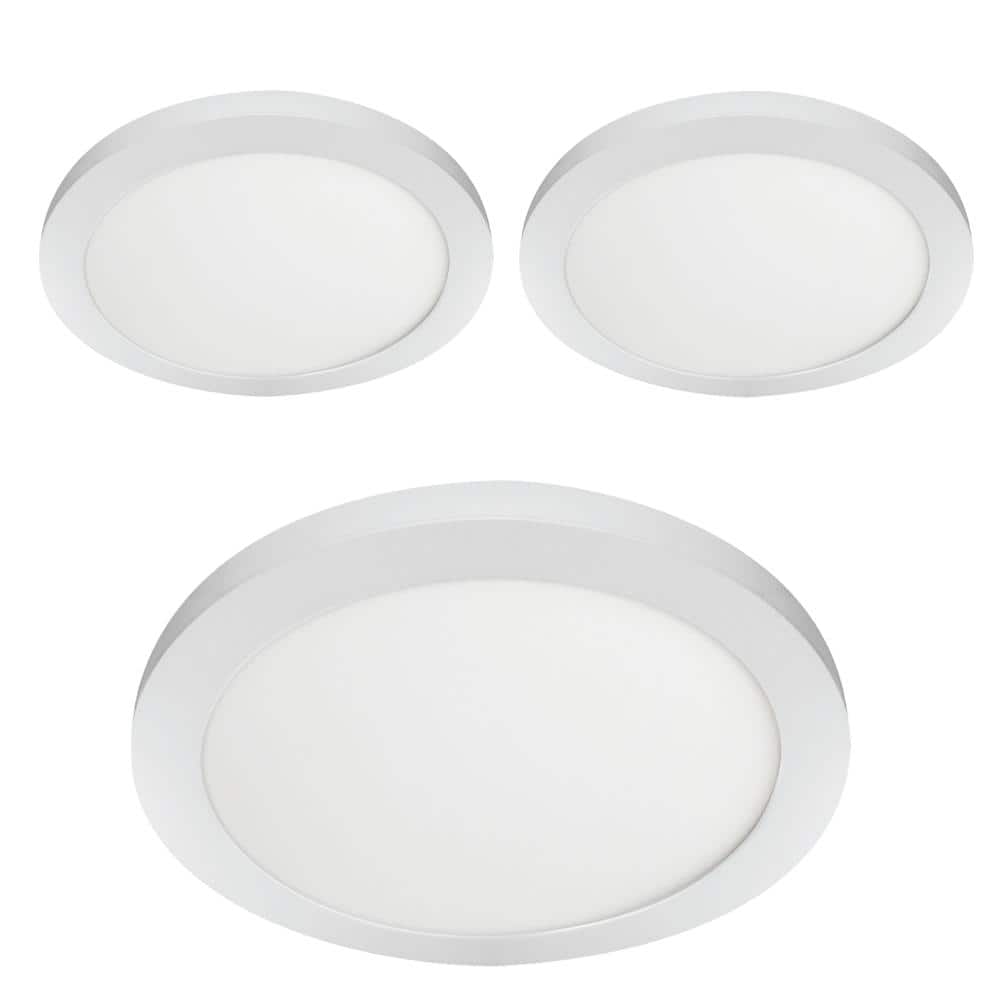 11 in. 12.5W Dimmable White Integrated LED Edge-Lit Round Flat Panel Flush 