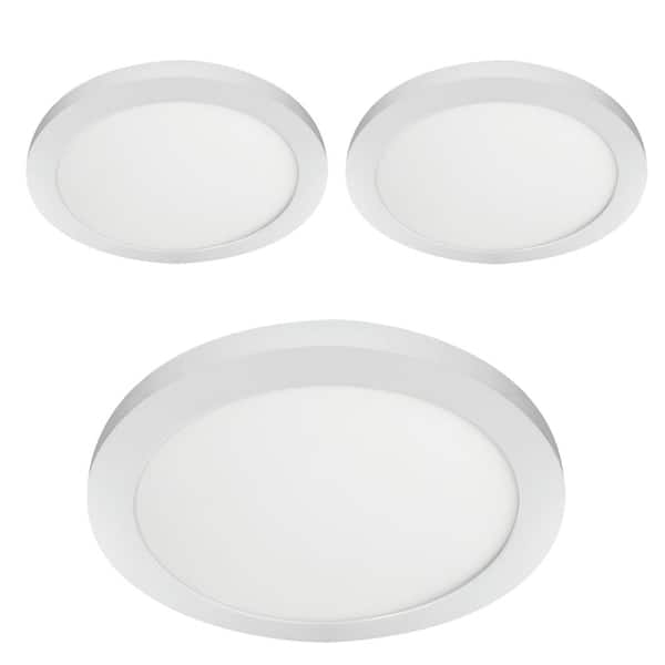 Commercial Electric 11 in. 12.5W Dimmable White Integrated LED Edge-Lit Round Flat Panel Flush Mount Ceiling Light w/Color Changing (3-Pack)