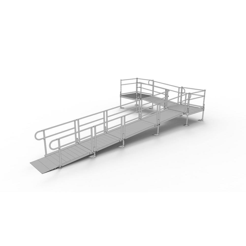 EZACCESS PATHWAY 26 ft. LShaped Aluminum Wheelchair Ramp Kit with Solid Surface Tread, 2Line