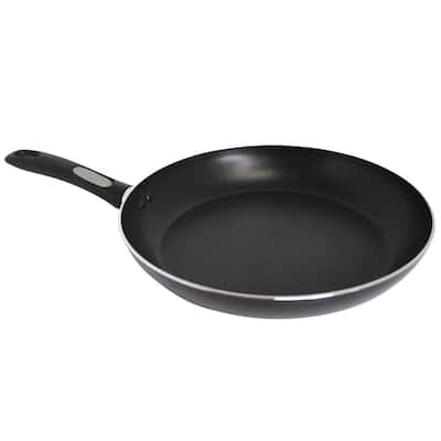 12 in. Aluminum Nonstick Frying Pan in Black with Glass Lid