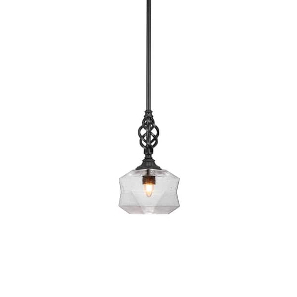 Unbranded Bridgewater 100 W 1-Light Matte Black Standard Mini Pendant Light with Glass Shade