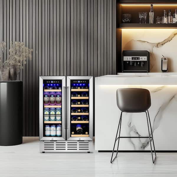 SOZT 24 in. Dual Zone 18-Wine Bottles and 80-Cans Beverage Cooler