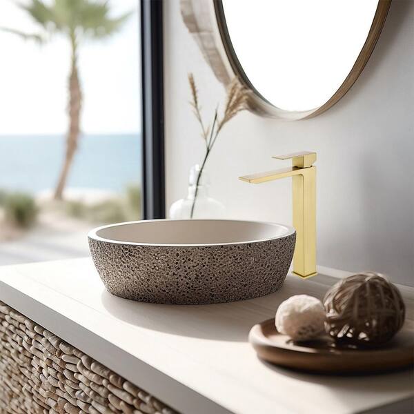 304 Stainless Steel Single Handle Single Hole Bathroom Faucet with Drain Kit Included in Gold