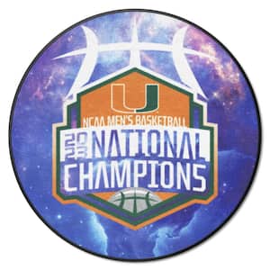 University of Miami NCAA Men's Basketball National Championship Logo Blue Basketball Rug - 27 in. Dia