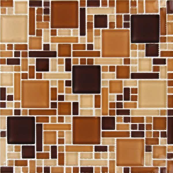 MSI Chestnut Blend Magic Pattern 12 in. x 12 in. x 8 mm Glass Mesh-Mounted Mosaic Tile