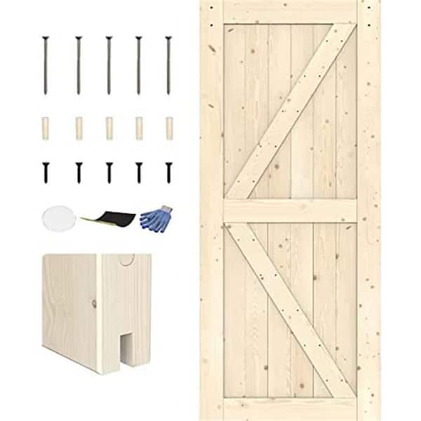 30in x 84in Classic Design with Frame Sliding Barn Door Wood Panel Slab 