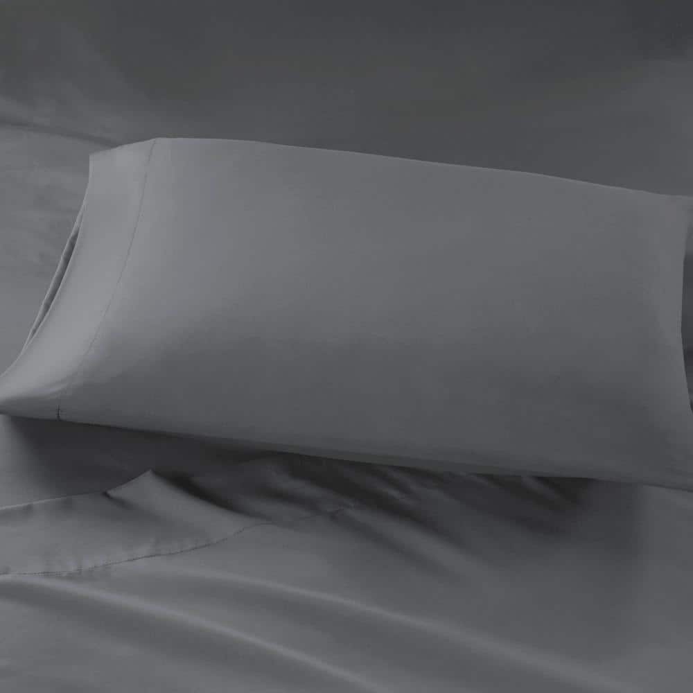 Charcoal Full Microfiber Sheet Set with Side Storage Pockets