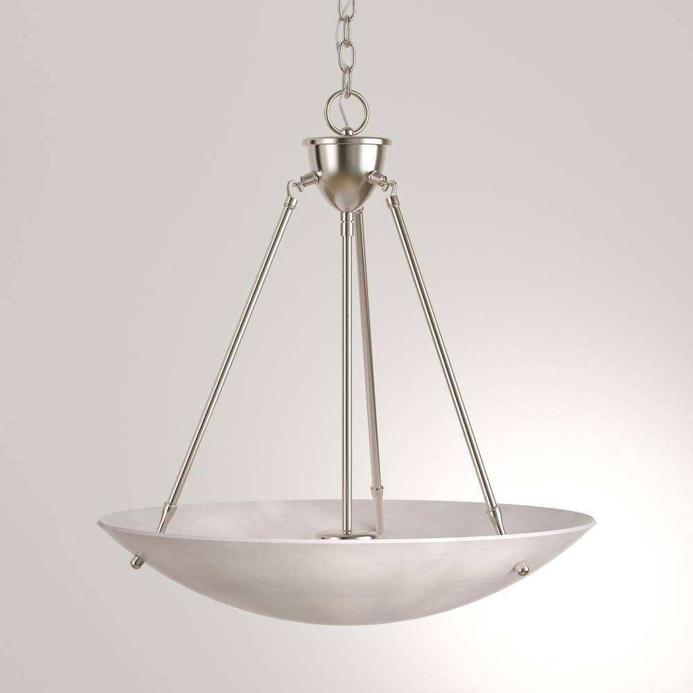 Soho Elegance Brushed Nickel 22.5" Alabaster Glass Bowl Pendant Light