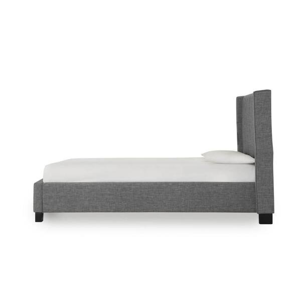 Benjara Layla California Gray Wood Frame King Size Platform