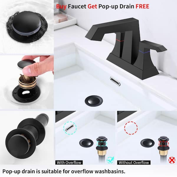 ZEPENGIA 4 in. Centerset Double Handle Bathroom Sink Faucet with
