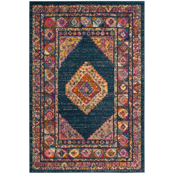 SAFAVIEH Madison Blue/Fuchsia 6 ft. x 9 ft. Bohemian Area Rug