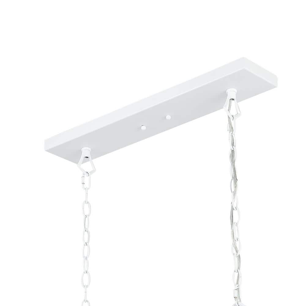 Pagoda 49" Satin White Iron Candle-Style Linear Chandelier