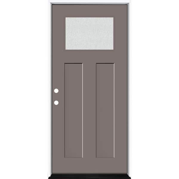 Steves & Sons Legacy 36 in. x 80 in. 1/4 Toplite Rain Glass RHIS Primed Kindling Finish Fiberglass Prehung Front Door