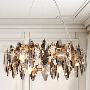 Incandescencia 6-Light Plating Brass Drum Crystal Chandelier with No Bulbs Included, LED Compatible