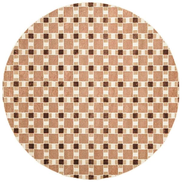 Nordic Rust 8 ft. Round ft. x 8 ft. Geometric Contemporary Round Area Rug