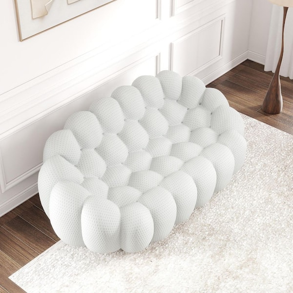 Luxury 78.7 in. Gray Solid 3D Knitted Fabric 2-Seater Loveseat Modern Bubble Couch Sofa for Living Room Apartment