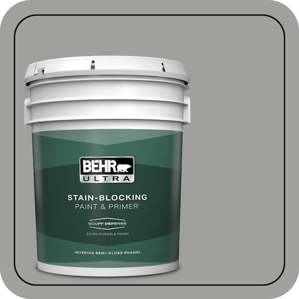 BEHR ULTRA 5 gal. #MQ6-22 Gateway Gray Extra Durable Semi-Gloss Enamel Interior Paint & Primer