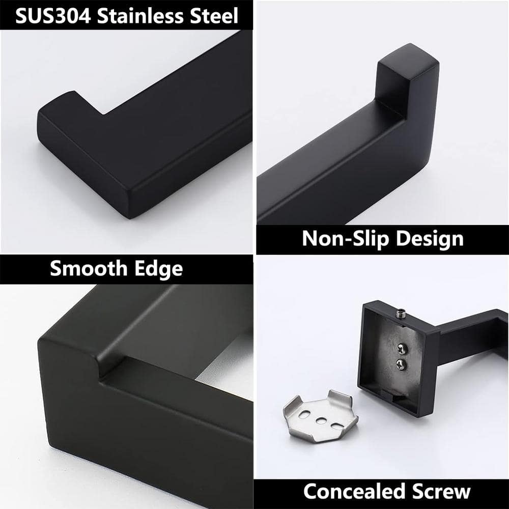 Matte Black Stainless Steel Wall Mounted Toilet Paper Holder, 2 Pack