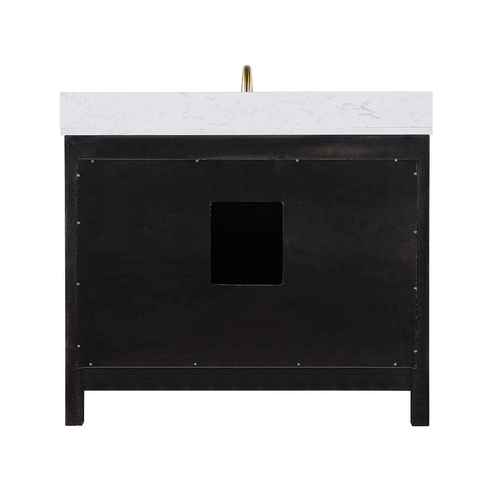 Hadiya 42" Black Oak Vanity with Composite Stone Countertop