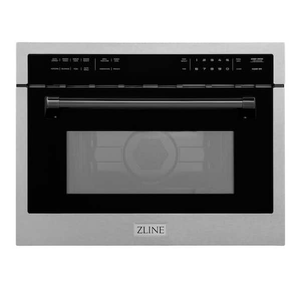 ZLINE Kitchen and Bath Autograph Edition 24 in. 1.6 cu ft. Convection Microwave Oven in Satin Stainless Steel with Matte Black Accents