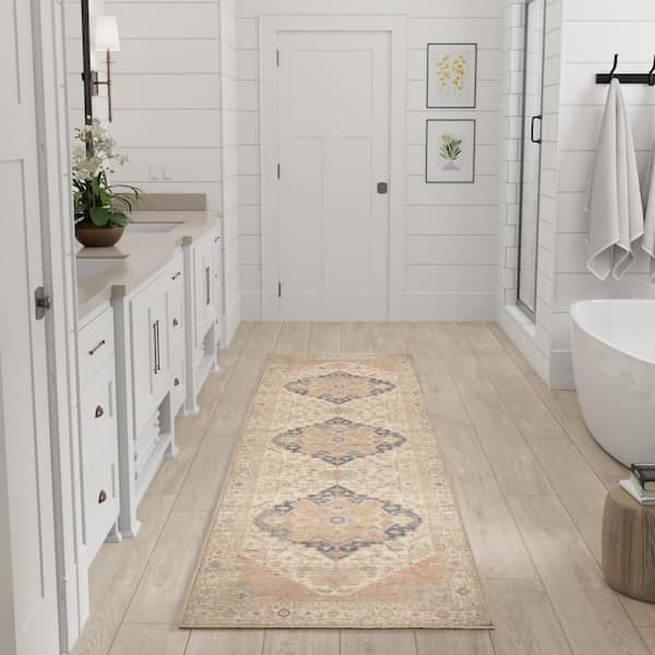 Vintage Washables Multicolor 2 ft. x 8 ft. Center Medallion Traditional Runner Area Rug