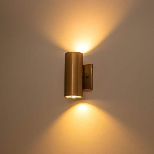 EDISLIVE Alexa 2-Light Gold Integrated LED Cylinder Outdoor Wall